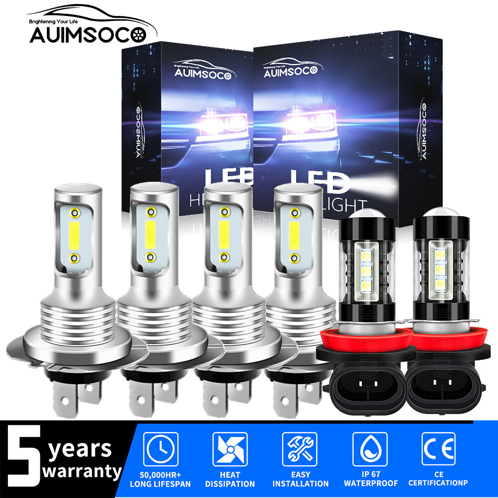 6x H7 H7 H11 For Kia Sedona 2015-2018 LED Headlight + Fog Light Bulbs White
