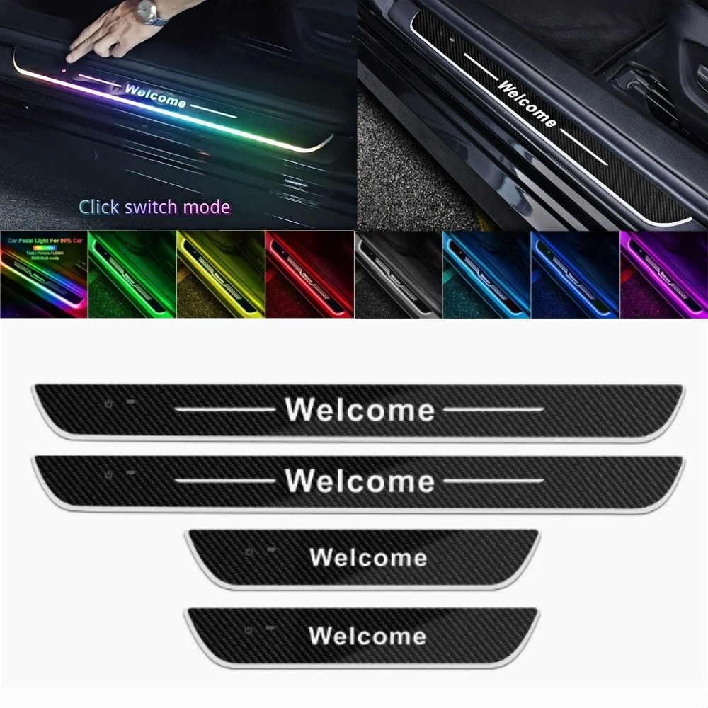 4x Car Door RGB Flowing Pedal Welcome Light USB Rechargeable Wireless Universal