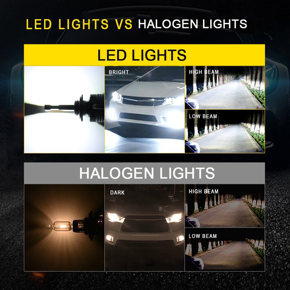 NAS LED HEADLIGHT KIT H7 SUPER WHITE 60000LM 6000K LOW BEAM 1 PAIR