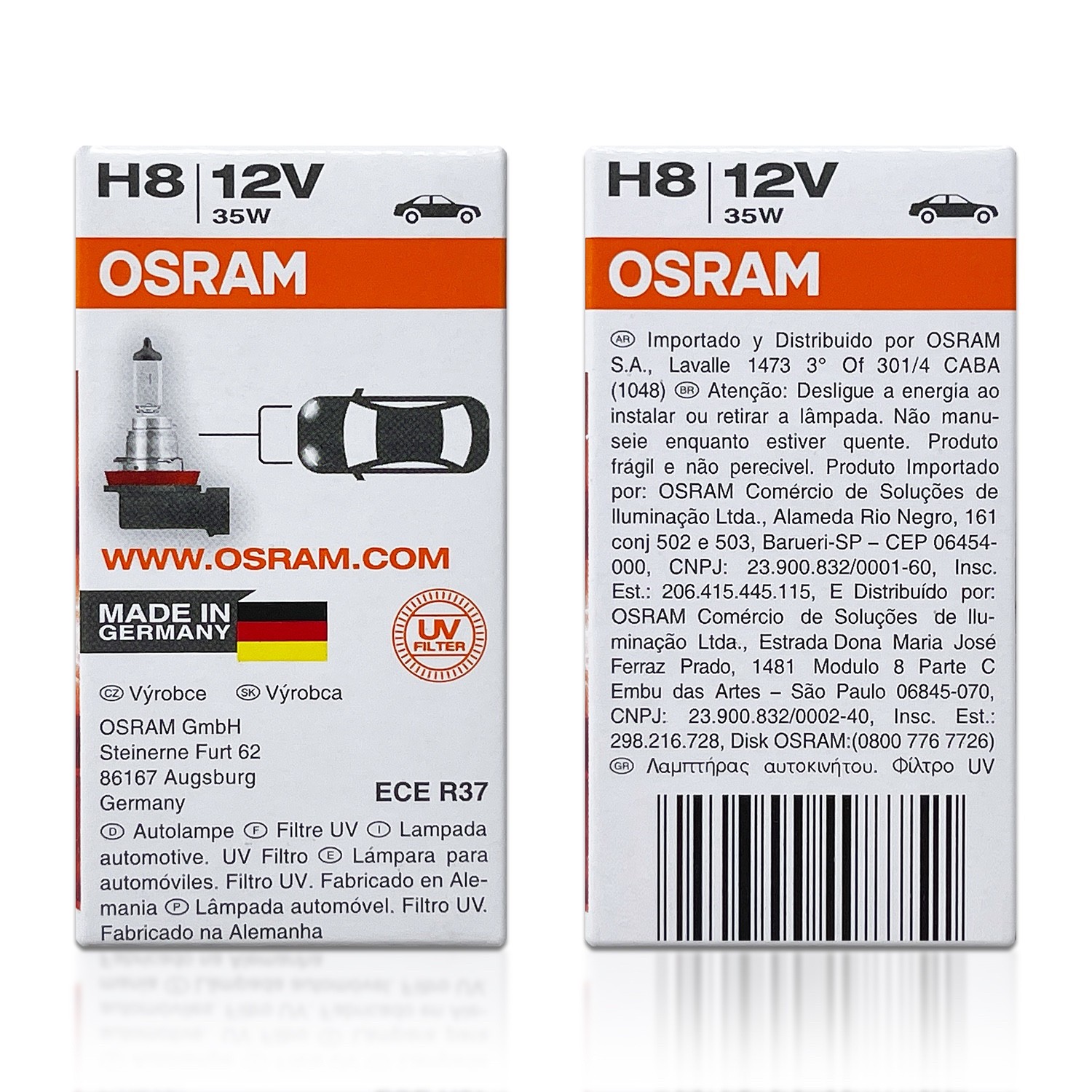 Osram H8 Original Standard Headlight Halogen Bulbs 64212 3800K 12V 35W Pack of 2