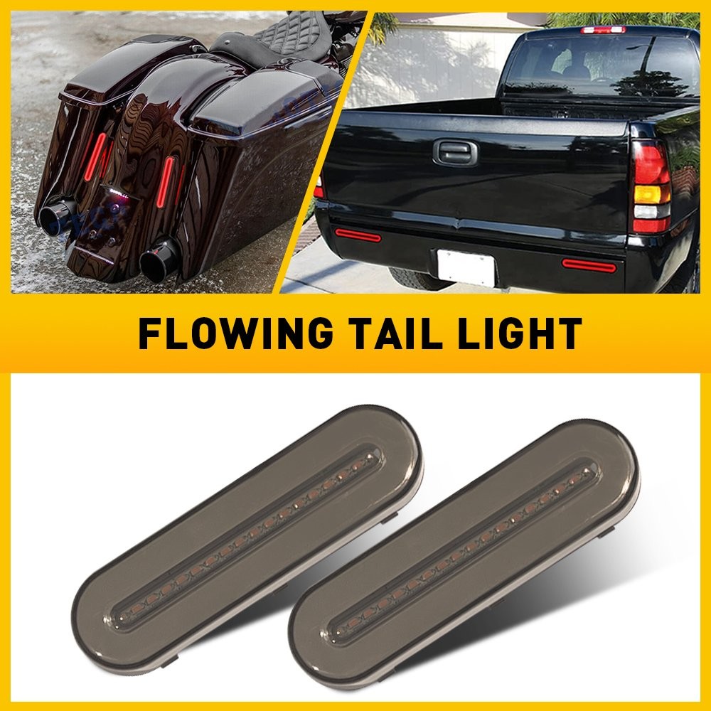 2Pcs Brake Red/Amber 5″ LED LED Turn Tail Flowing Light Signal DRL For Truck Tra