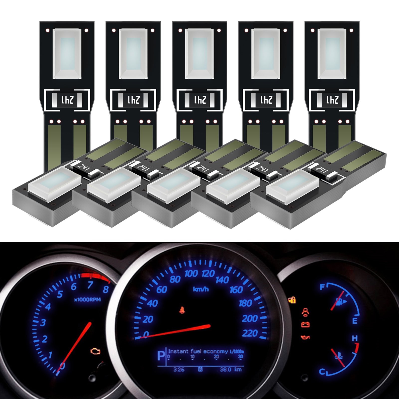 10X Blue T5 74 5630-SMD LED Speedometer Instrument Panel Cluster Gauge Lights