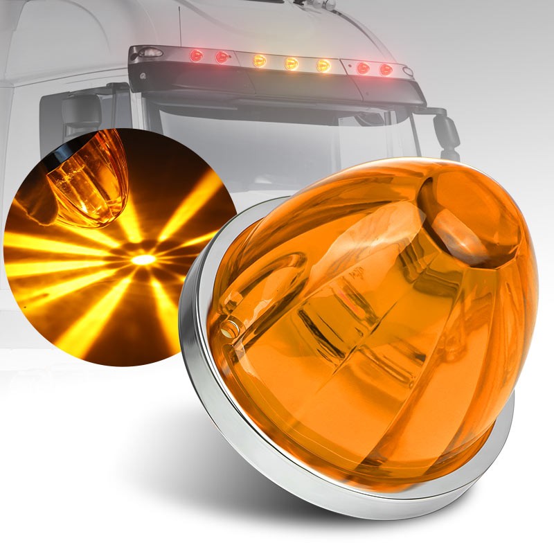 2x LED Watermelon Lights Amber BIG Indicator Truck Trailer RV Side Marker Lamp