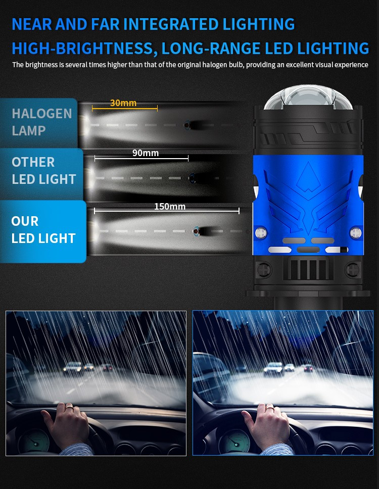 H4 17000LM 6000K LED For Car Headlamps 60W 6063 Aviation Aluminum Material