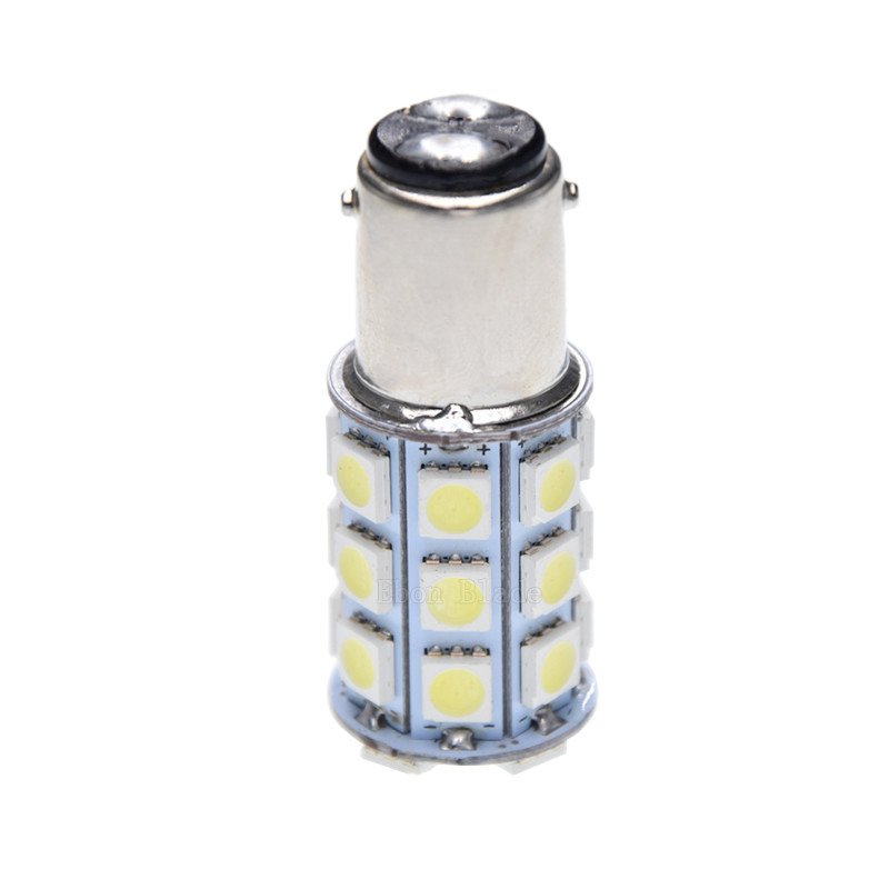 2 x 24V LED BA15D LIGHT GLOBE COLD WHITE 27 SMD 5050 Caravan Car Auto Indicator