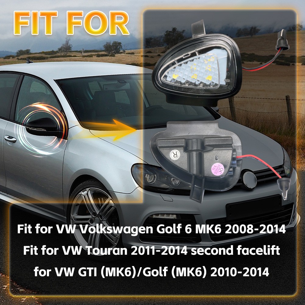 2Pcs For Volkswagen MK6 Golf GTi 2008-2014 LED Under Mirror Side Puddle Lights