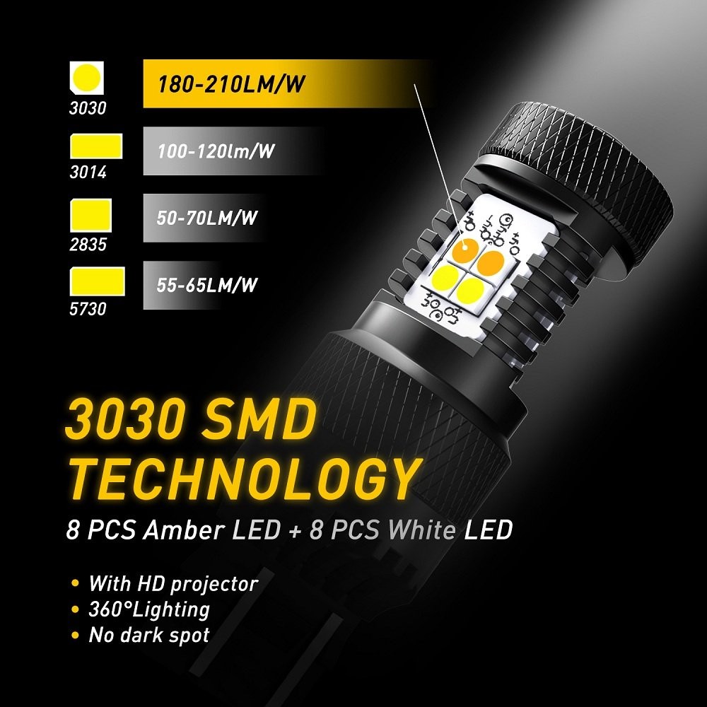 No Flash Hyper 7443 7440 7444NA DRL LED Turn Signal Running Parking Lights Bulbs