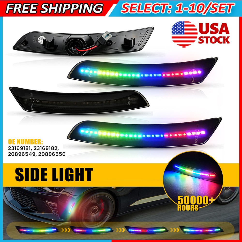 4-40x Front Rear Flowing LED Side Marker Light 23169181 For Chevy Camaro 2016-23