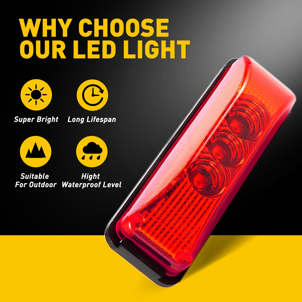 2x Amber+ 2x Red 12V 3 LED Side Marker Clearance Lights Bullet Car Truck Trailer