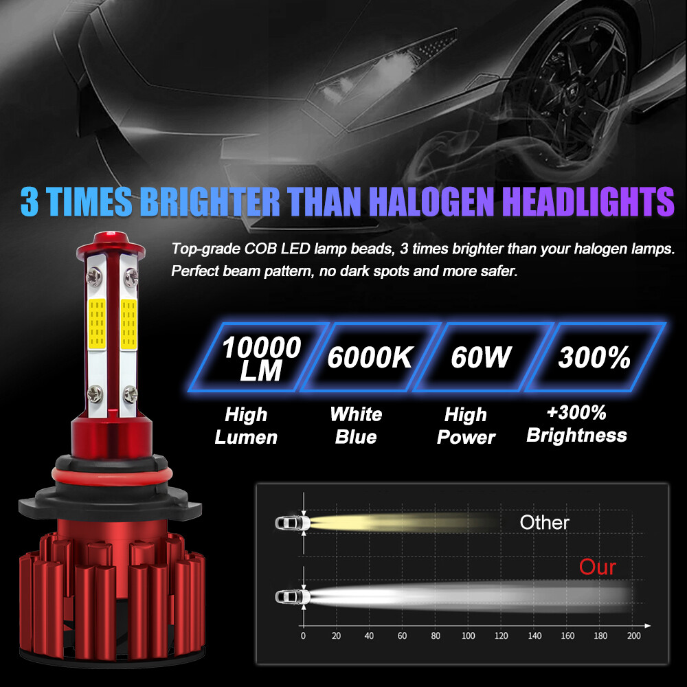 H11 9005 LED Headlight Super Bright Bulbs Kit 6000K White 330000LM High/Low Beam