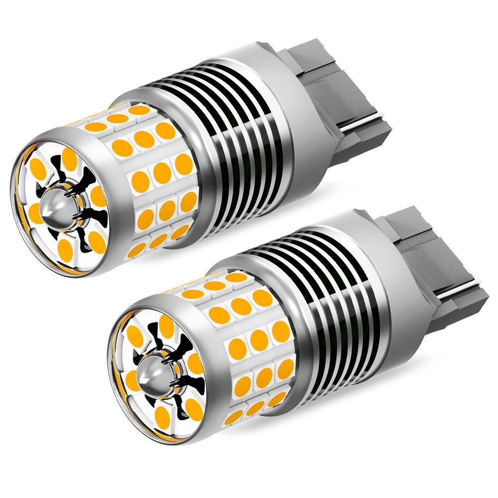 2PCS 7440 Amber Yellow Turn LED Signal Lights Bulbs Canbus Anti Hyperflash Bulb