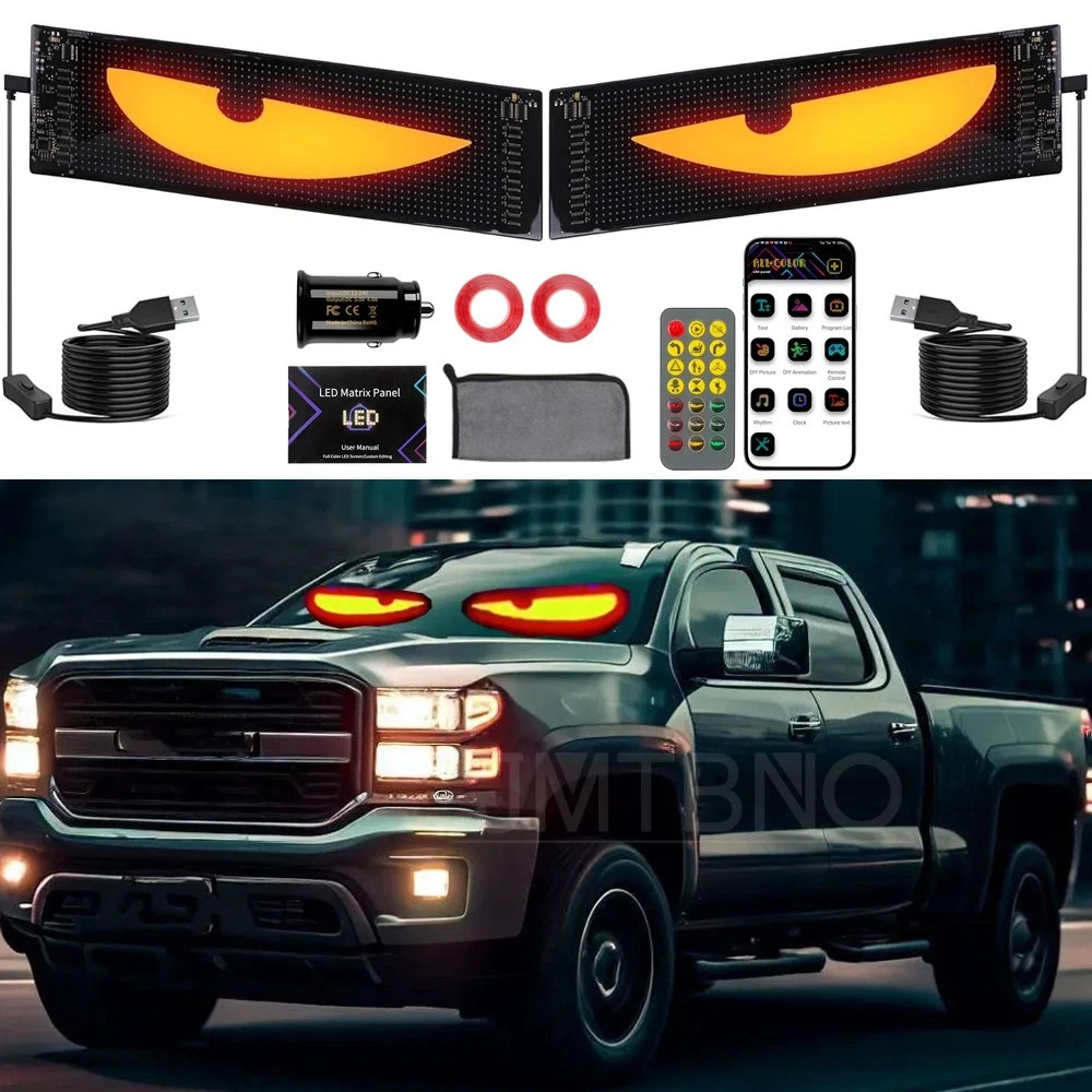 1/2x app Devil Eyes Light for Car LED Display Screen DIY Truck Windshield Lights