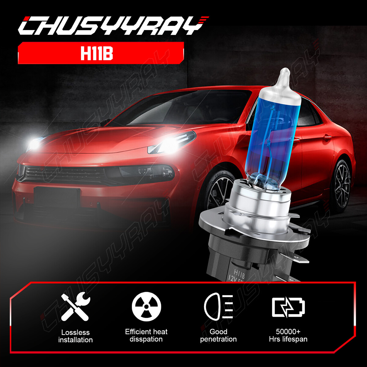 2PCS H11B Halogen Headlight Bulbs Conversion Kit Low Beam White Super bright