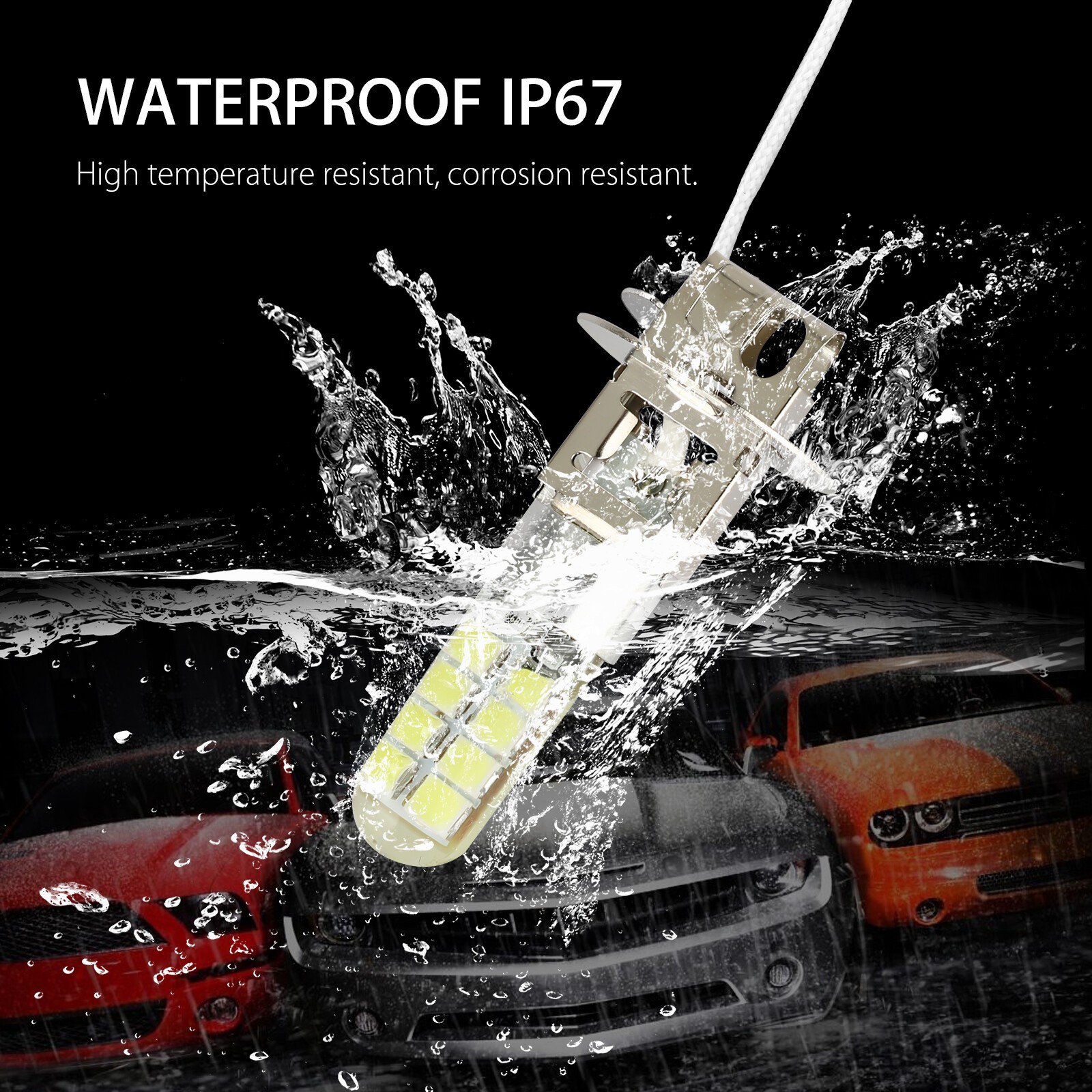2PCS H3 16-SMD LED Fog Driving Light Bulbs Conversion Kit DRL 6000K Bright White
