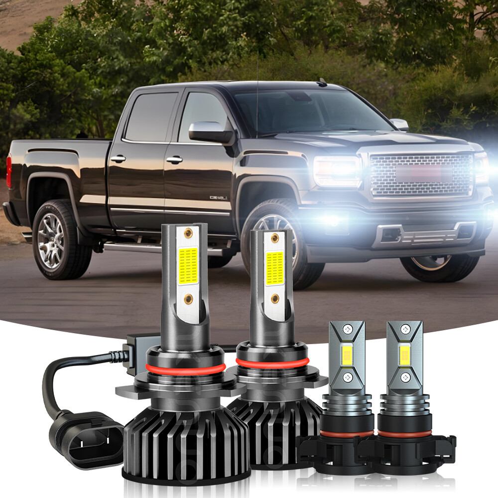 9012 LED Headlight 5202/H16 Fog Light Bulbs For 2014 2015 GMC Sierra 1500