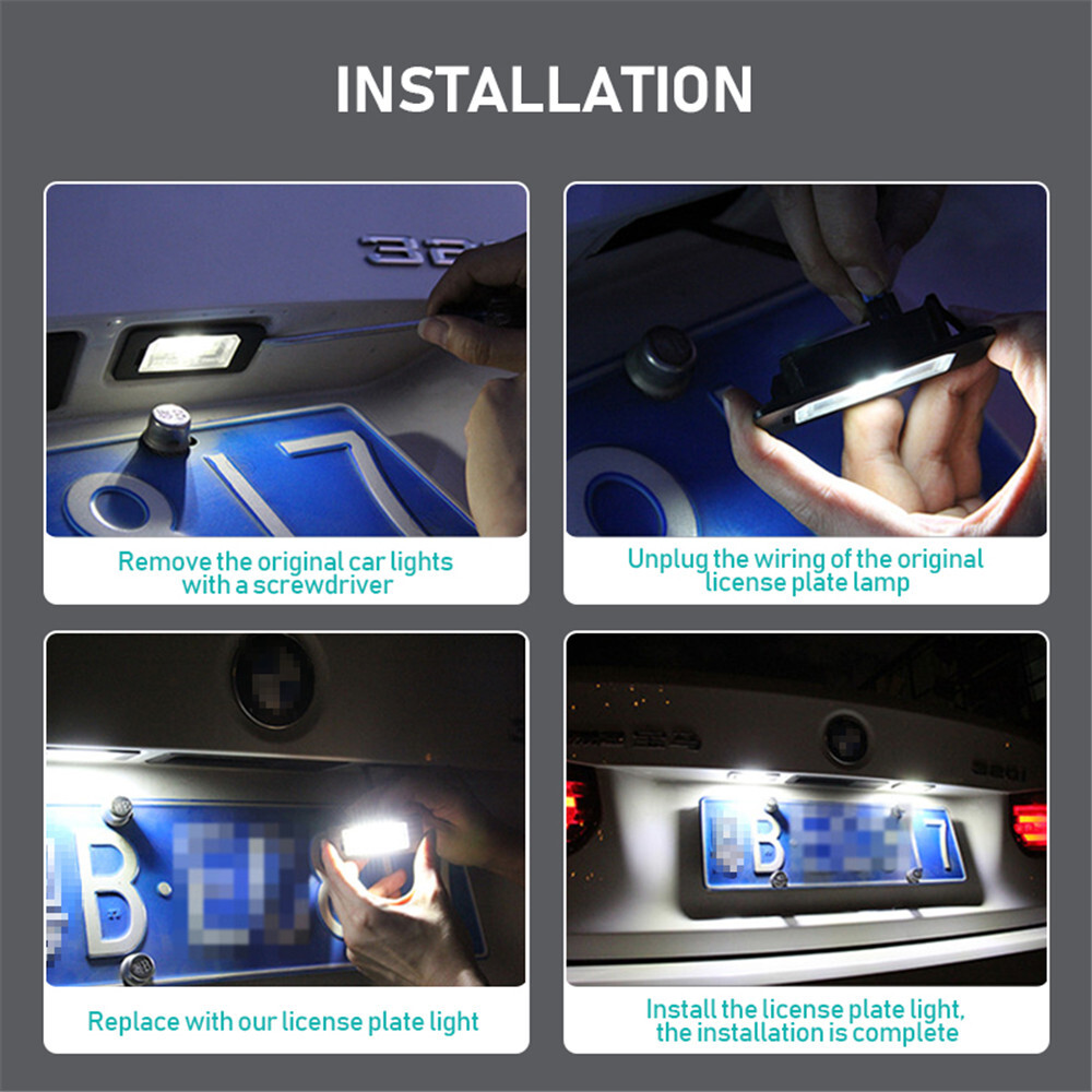 2Pcs For BMW 1 Series E81 E87 E87N F20 F21 LED License Plate Light Assembly Kit