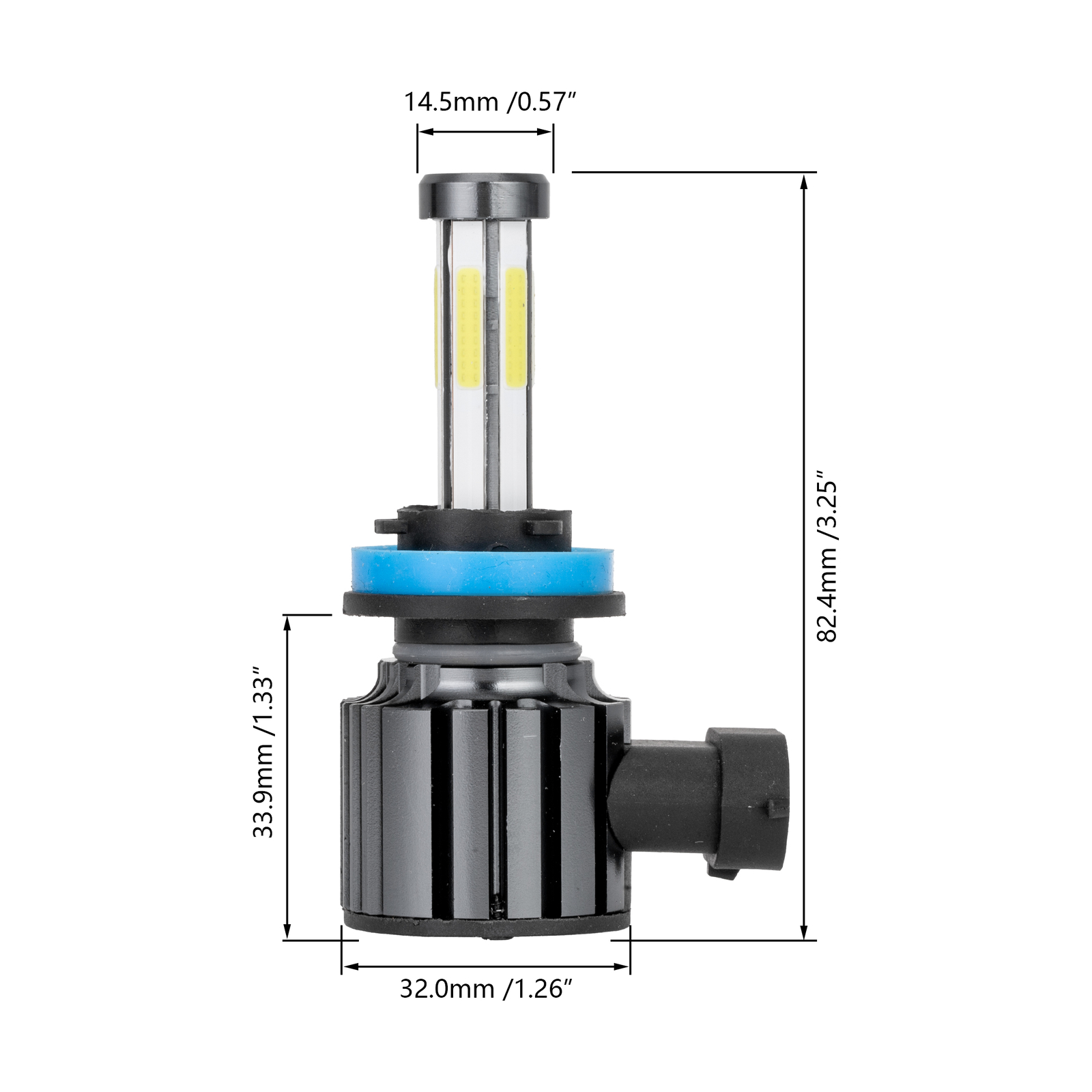 6-sides H11 LED Headlight Kit Low Beam Bulb Super Bright 6500K White 1200000LM