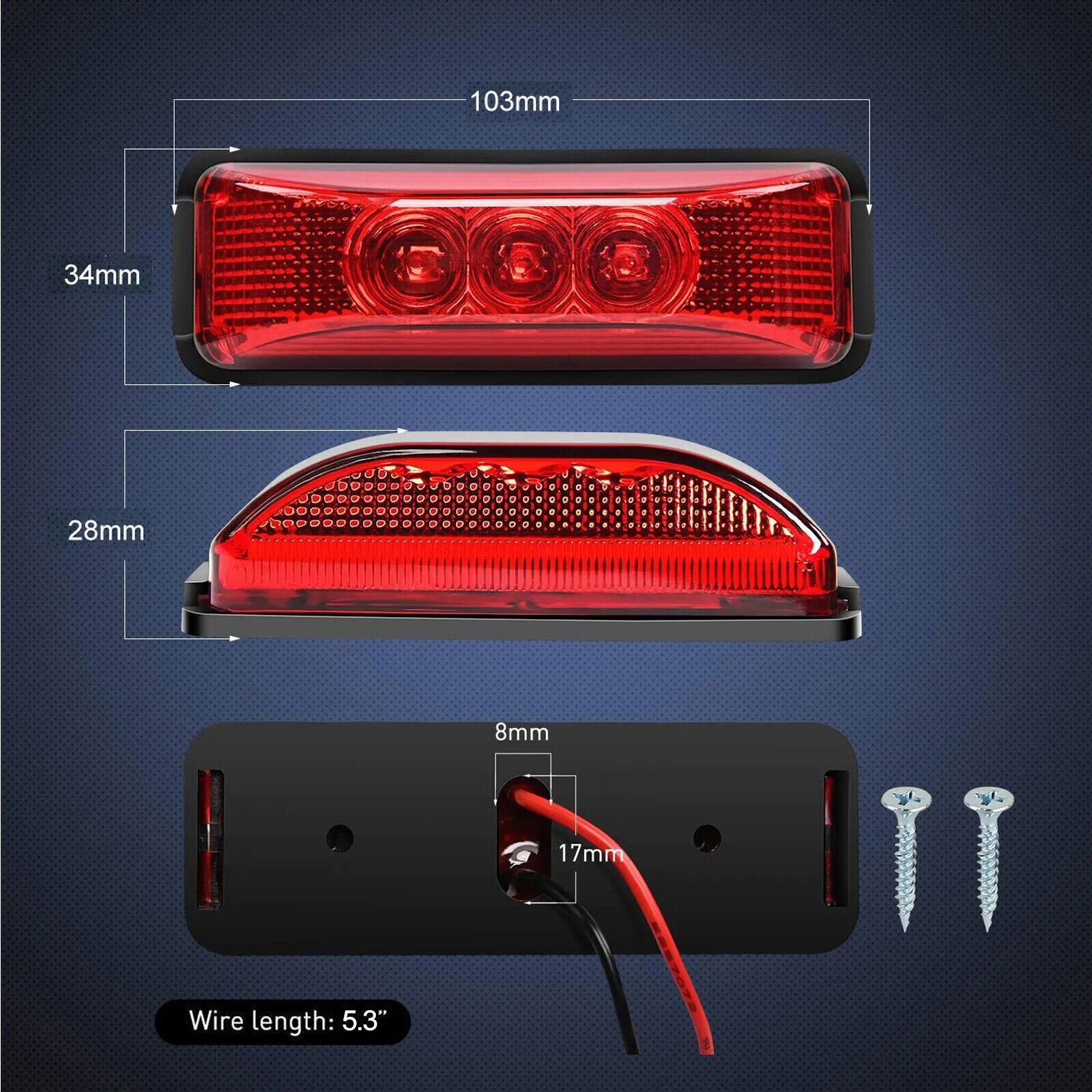 4PC 3LED Amber Side Marker Lights RV Truck Trailer Clearance Light Waterproof