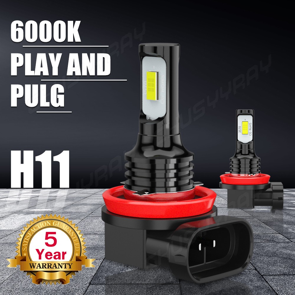 2x H11 LED Headlight Bulbs Conversion Kits Low Beam 6000K Bright White