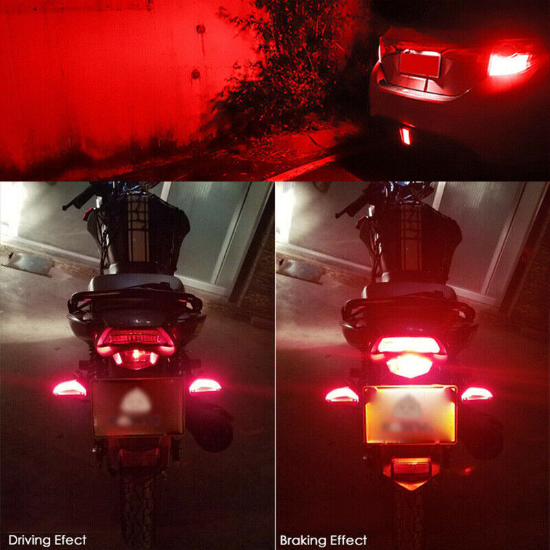 2pcs 1156 7506 LED Red Strobe Flashing Blinking Brake Tail Light Lamp Bulbs