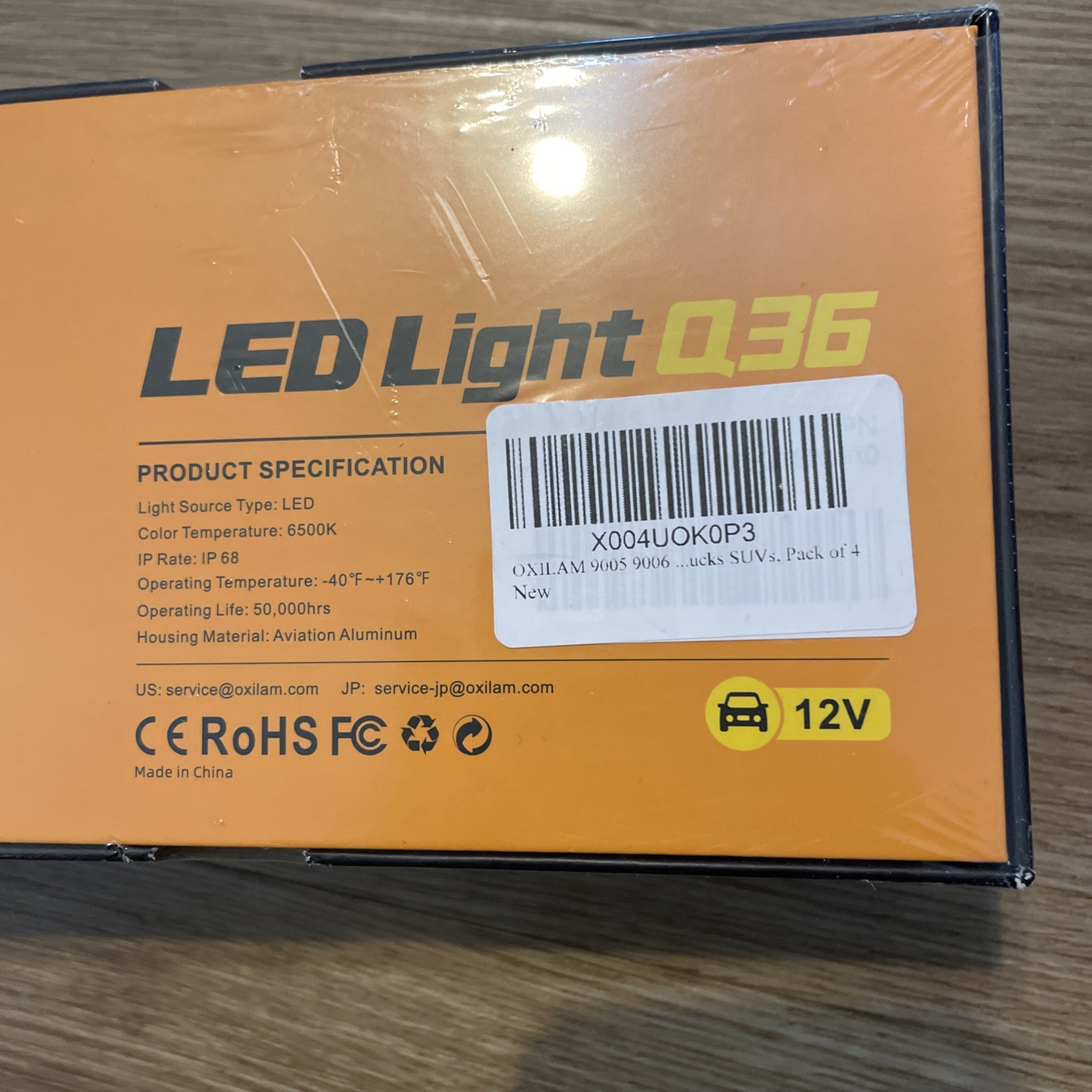 4 Pack Oxilam LED Light Bulbs Q36 Series 9005 HB3 + 9006 HB4 6500K