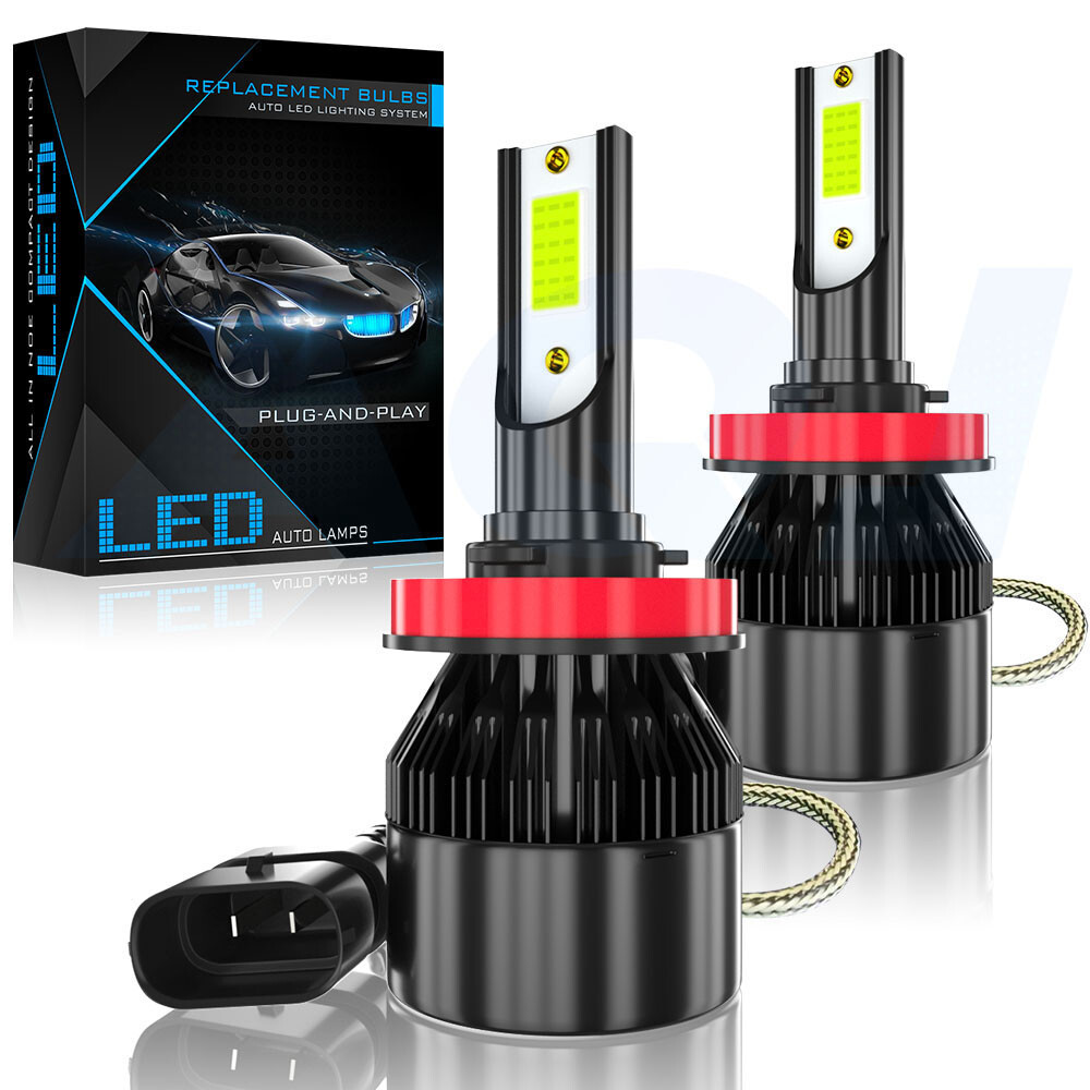 4PCS Mini Combo 9005+H11 LED Headlight Kit High Low Beam Bulbs Ice blue 8000K