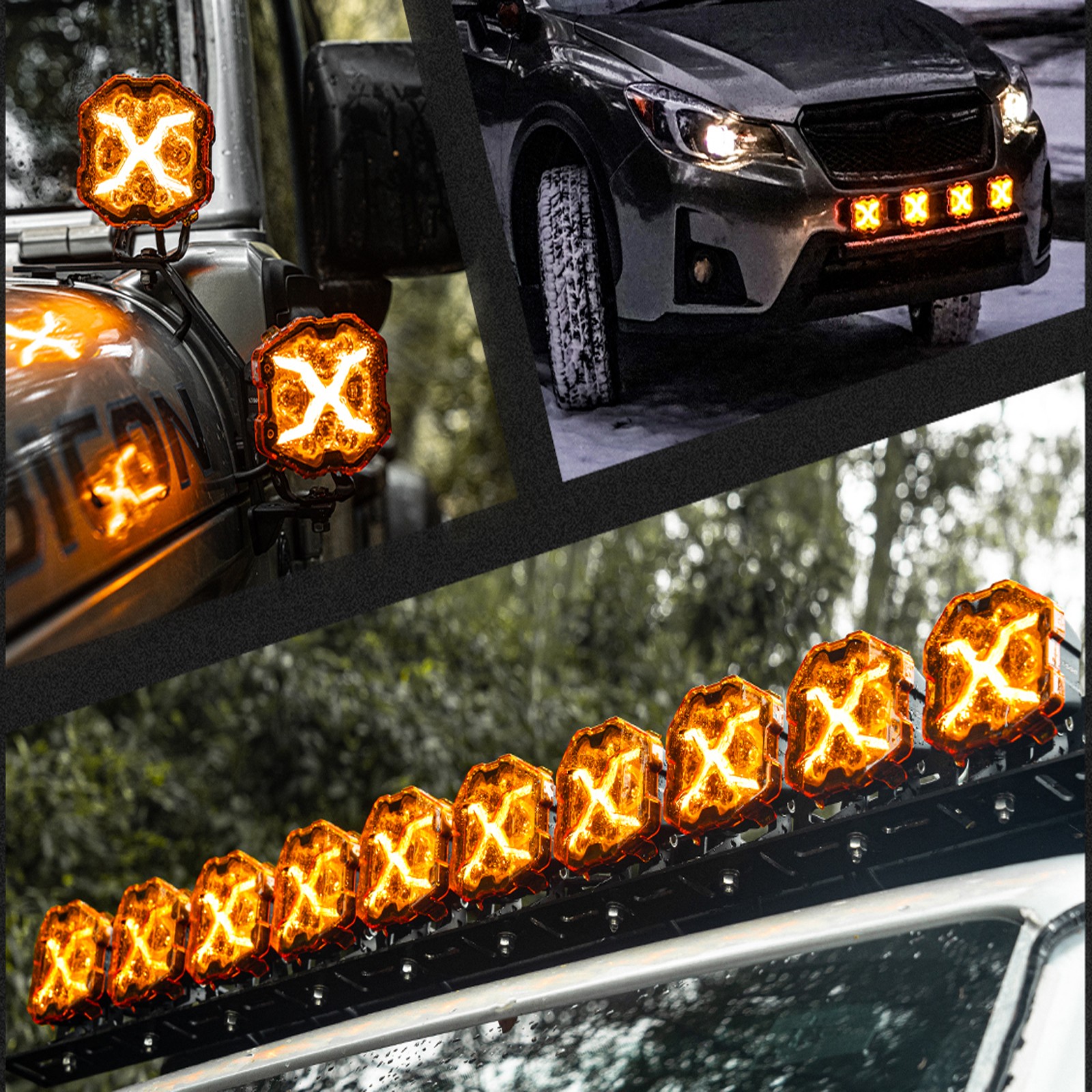 2x NOVSIGHT 4 Inch LED Pods X Series Work Off Road Driving Light with Yellow DRL