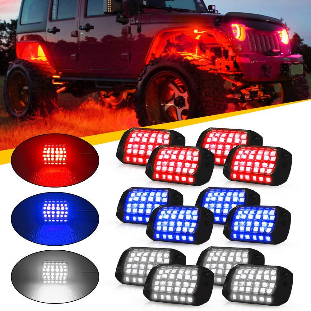 White/Red/Blue LED Lights Rock Waterproof LED Underglow Underbody Glow Lamp 12V