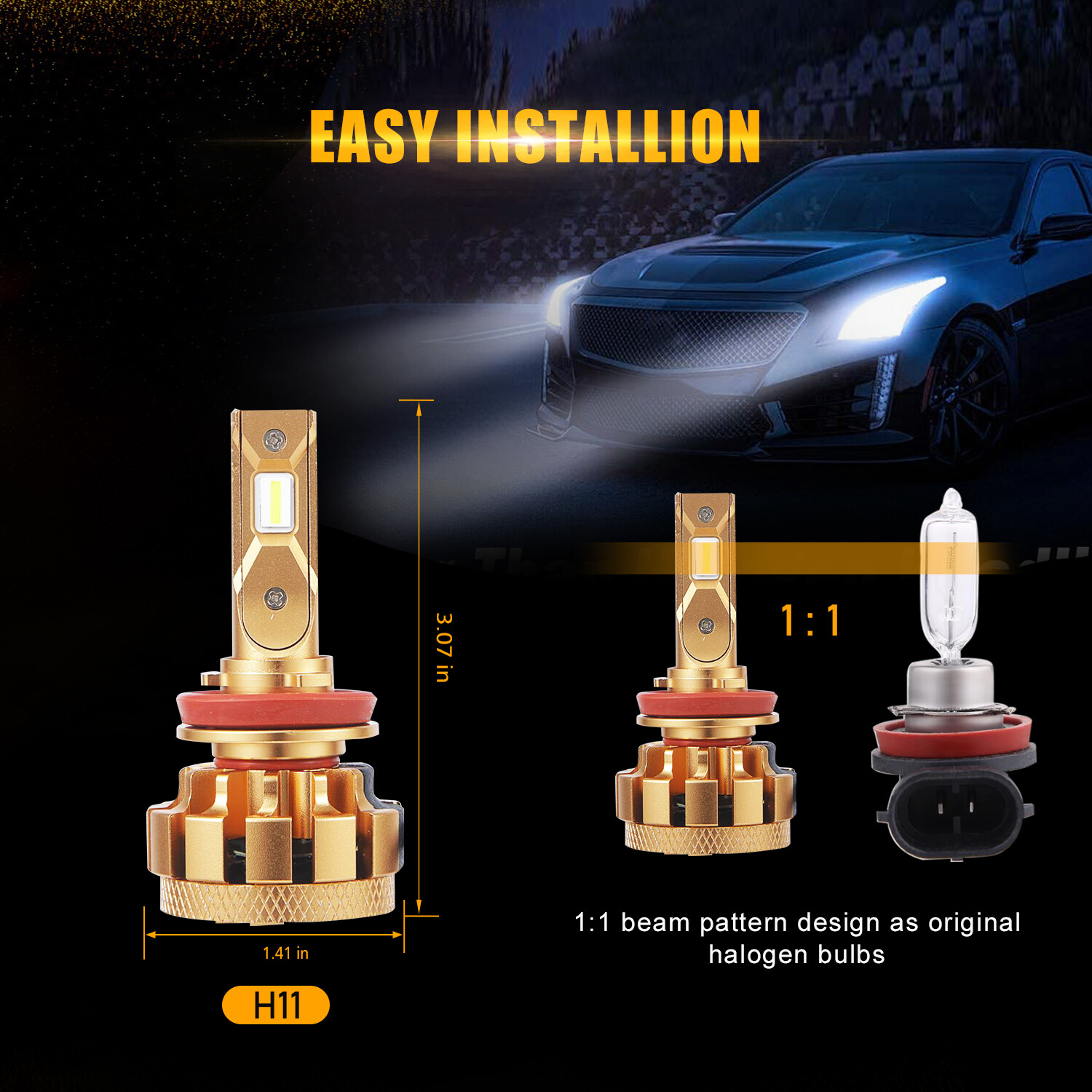 AUXBEAM F-16 PLUS Canbus LED Headlight Bulb High Low Beam+Fog Lights 6500K White