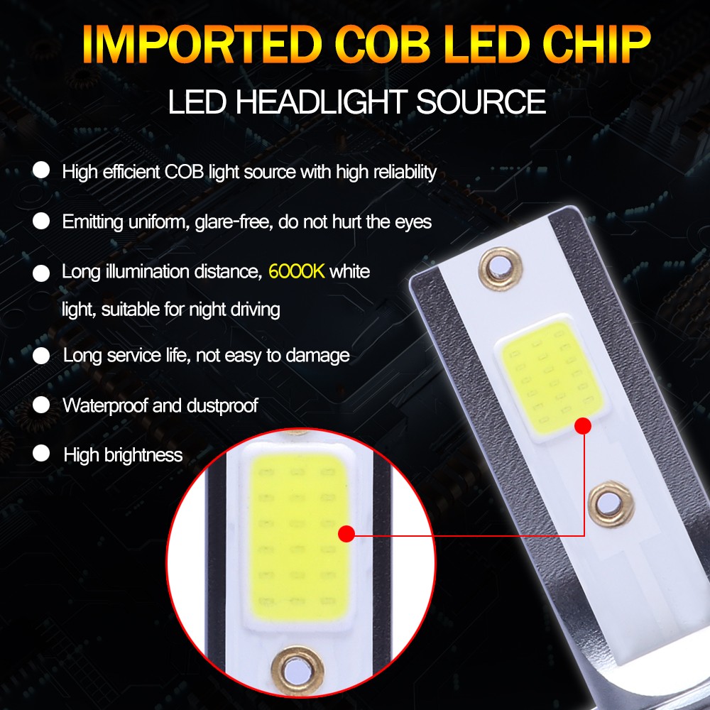 2-Sides H11 LED Headlight Combo High Low Beam Bulbs 72000LM 6000K White 4PCS