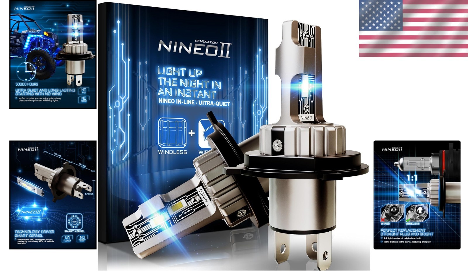 High-Performance H4 9003 Fog Lights – Easy Plug & Play, 50000 Hours Lifespan