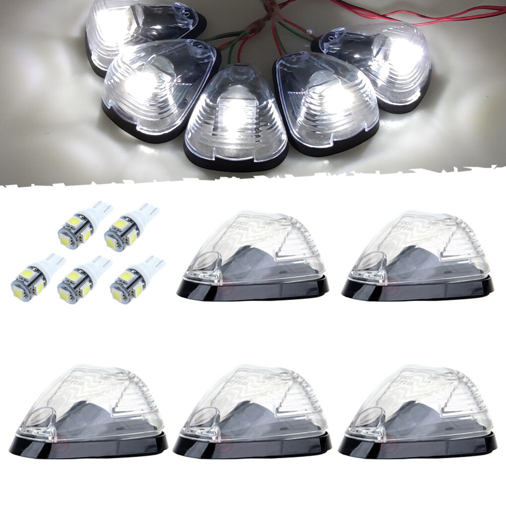 5Pcs Clear Lens White LED Cab Roof Marker Lights For Ford F-250 E-350 Super Duty