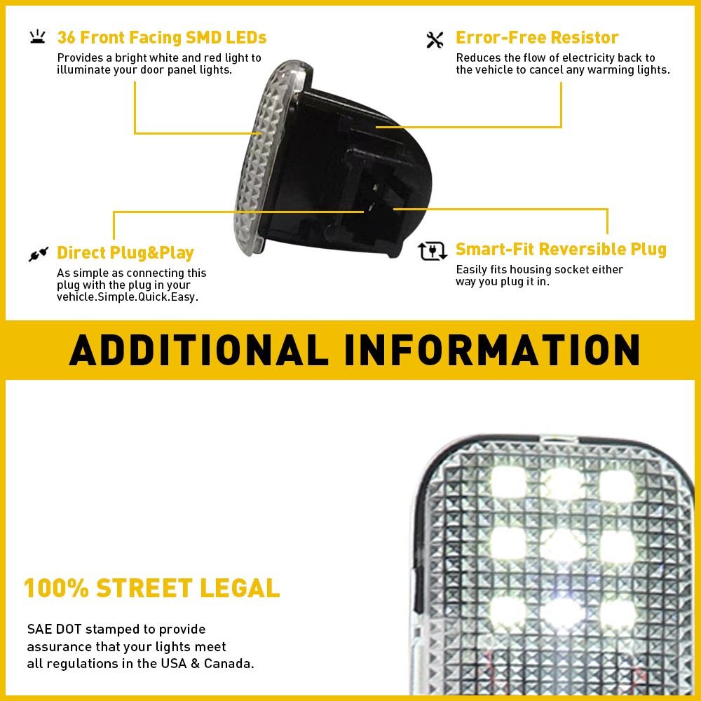 2-20 Interior LED Panel Door Light Courtesy Lamp Fit Pair GMC Cadillac Chevrolet