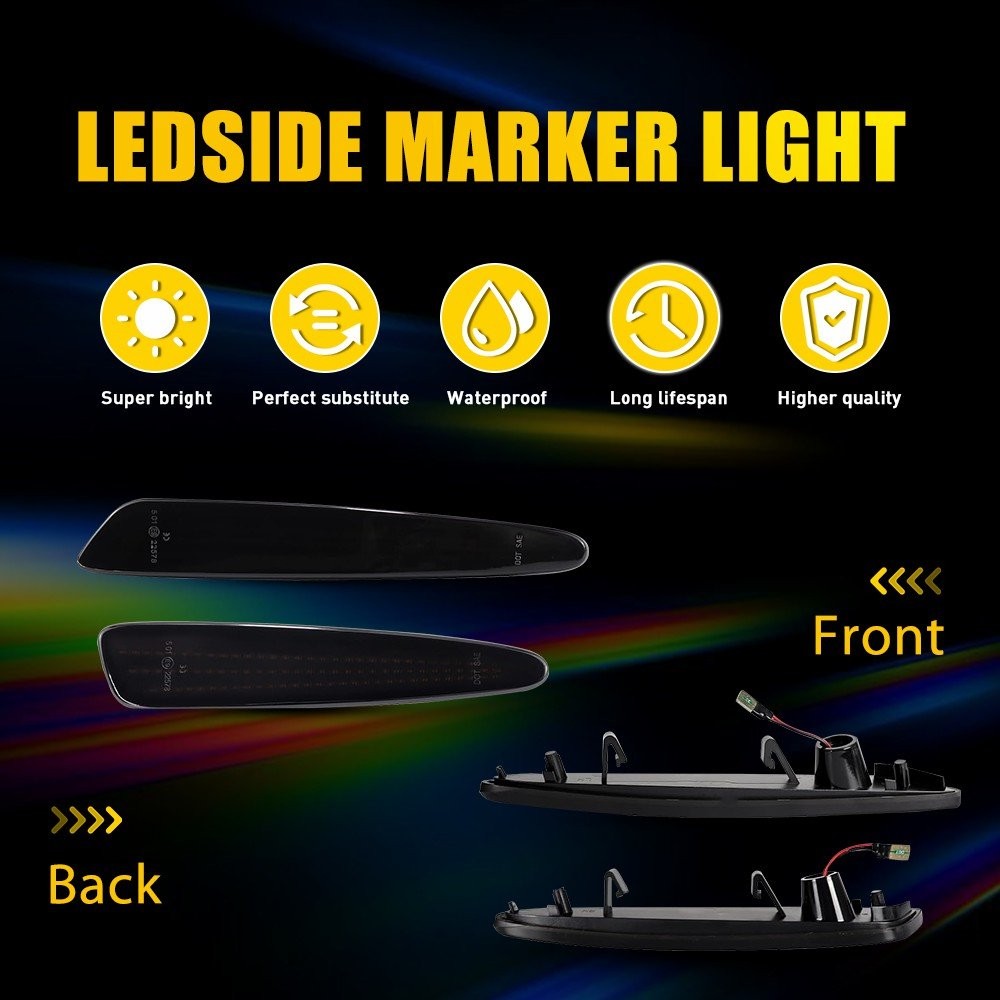 3-Row LED Side Marker Lights Front+Rear For 05-13 Chevrolet Corvette C6 10316651
