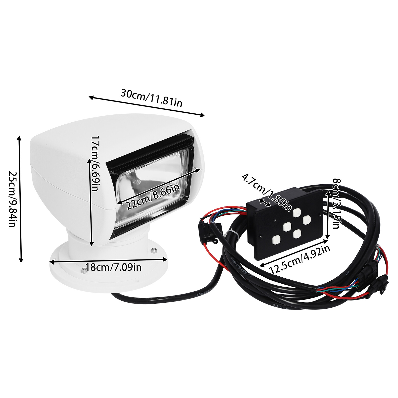 360° Marine Boat Spotlight Searchlight Truck Car Spot Light Remote Control 100W