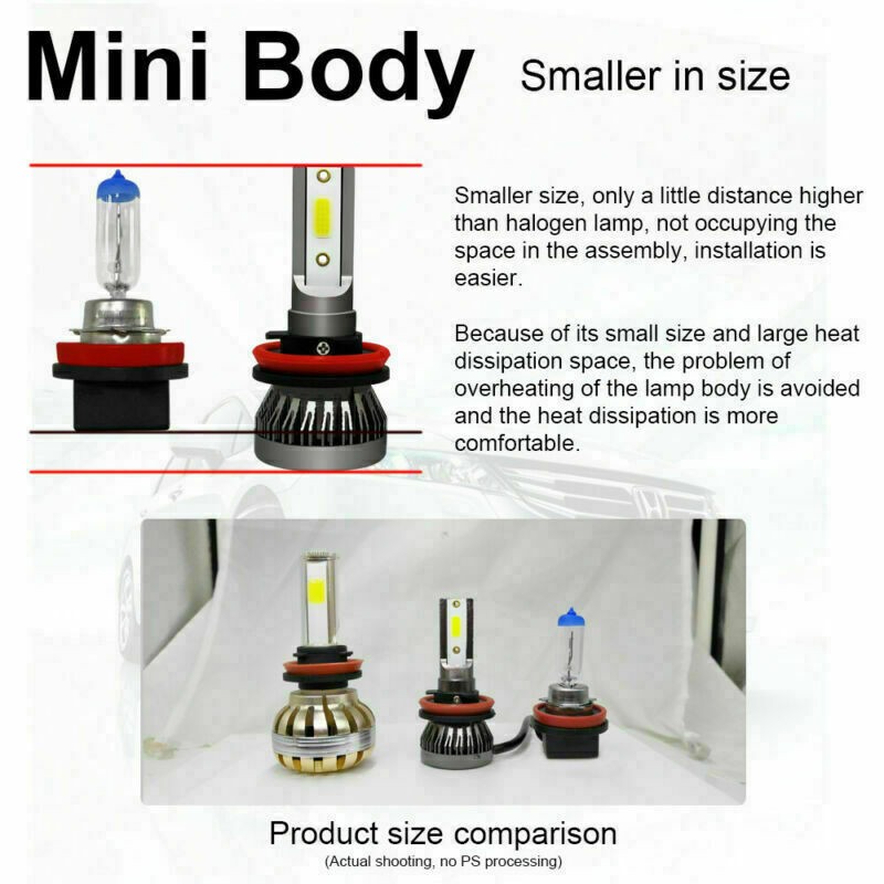 2X H4/HB2/9003 MINI1 LED Headlight 36W 8000LM COB Bulbs Kit Hi/Low Beam 6000K UE