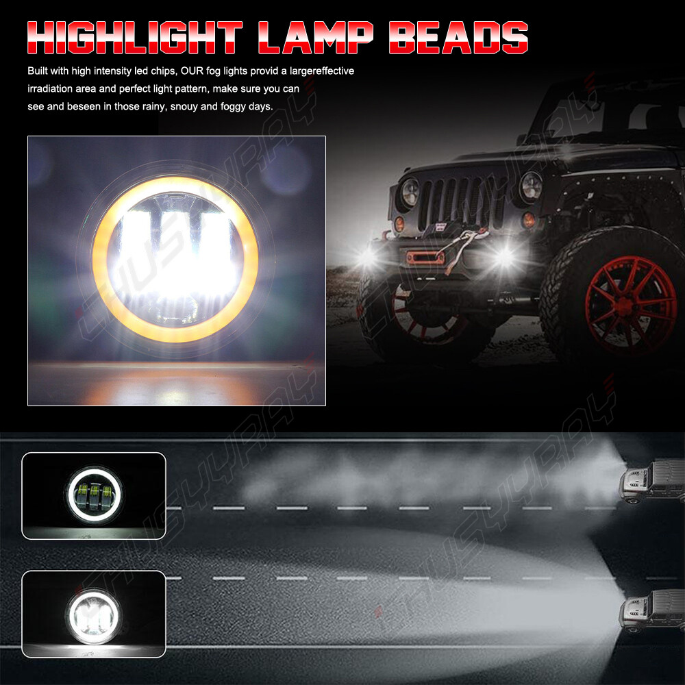 For Hummer H2 H3T 05-10 7″ INCH Halo LED Headlight DRL&4″ Fog Lights Combo Kit