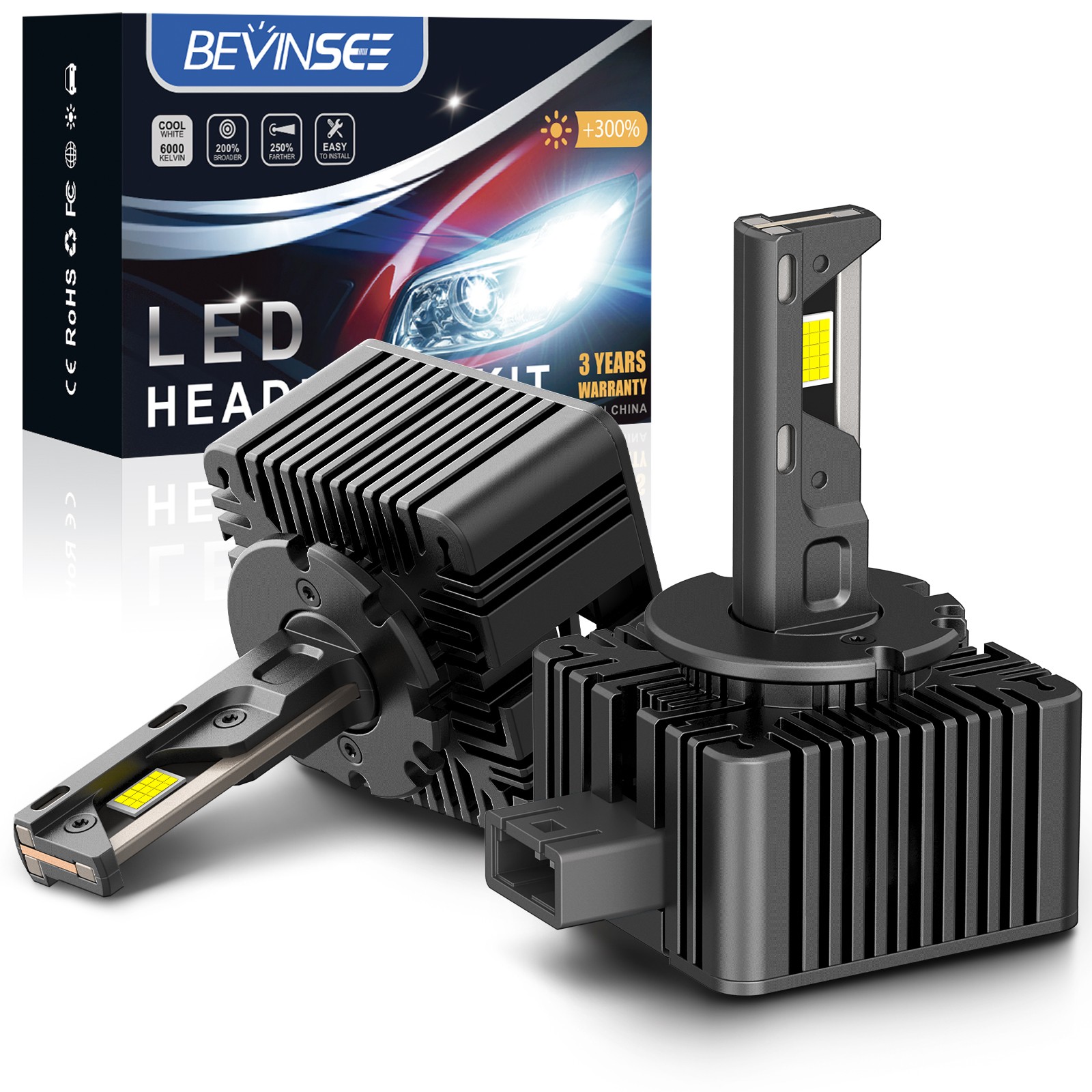 D1S LED Headlight Bulbs 6000K for Volkswagen fits Touareg 2004-2010 HID Replace