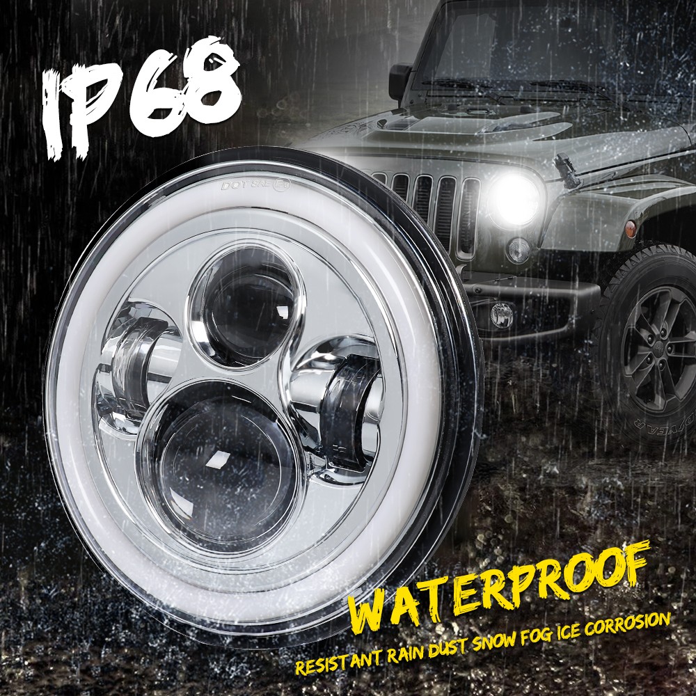 Approved 7″ inch Chrome Round Led Headlight Hi/Lo Beam for Chevy II/Nova 1969-79