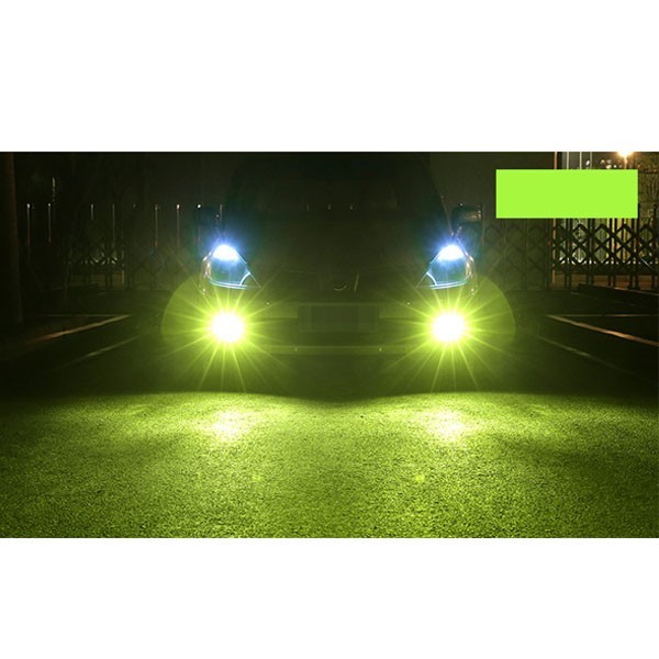 2X 9006 15Watt 1000lm Beautiful Lemon Green LED High/Low Beam Headlight 12-24V
