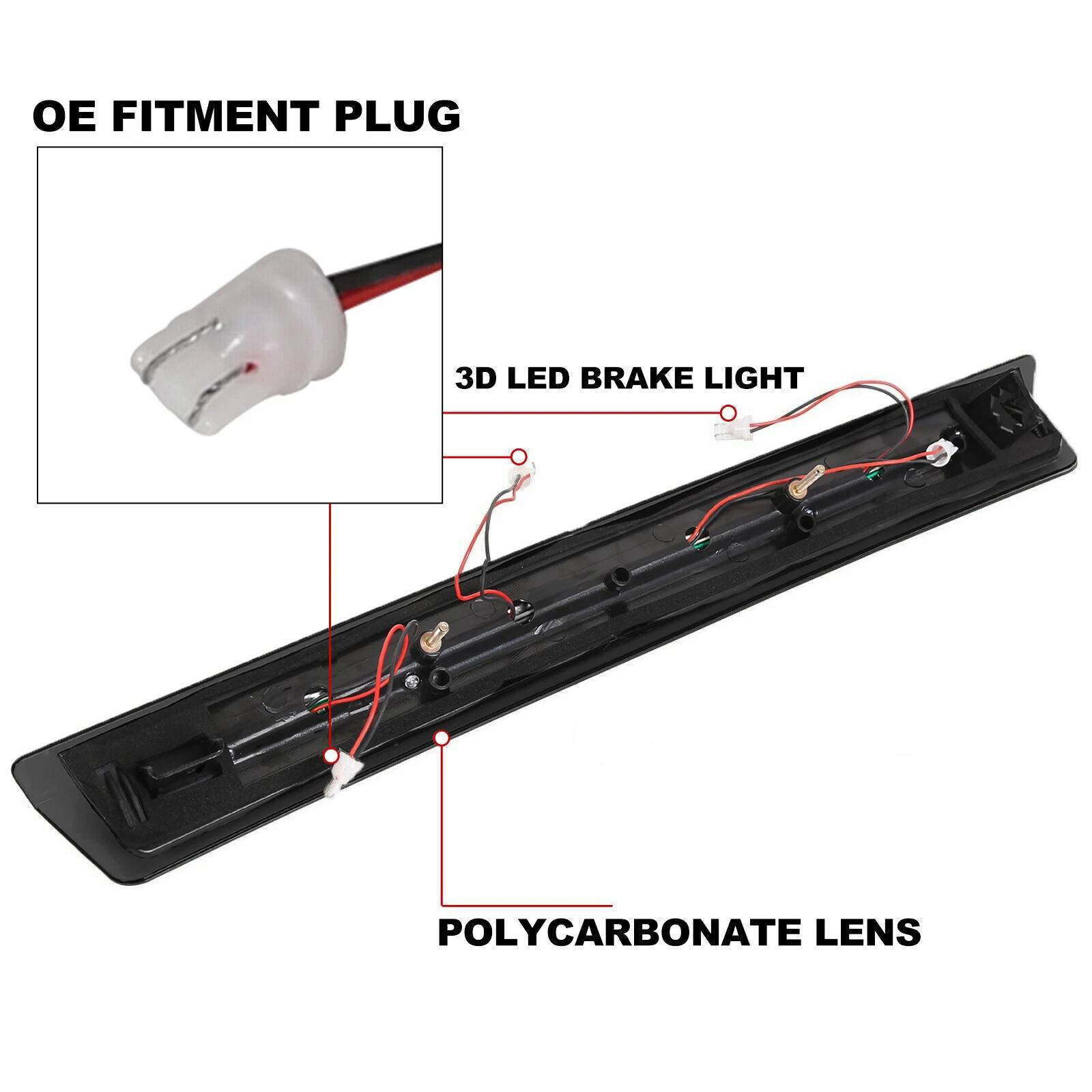 For 99-04 Ford Mustang V6 V8 Clear Housing Smoke LED 3rd Third Brake Stop Light