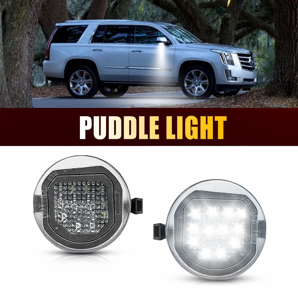 2X Exterior White LED Puddle Lamp Fit Chevrolet Suburban Tahoe 2015 2016-2020 EK