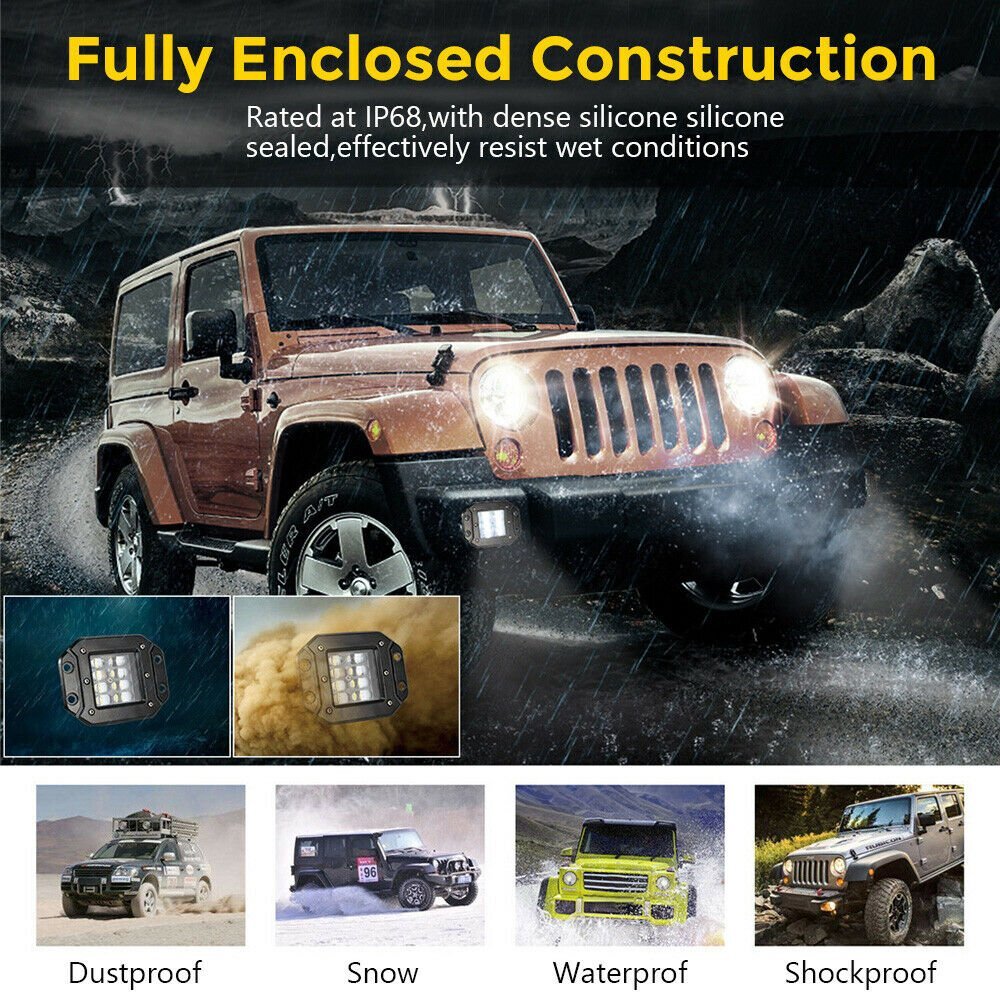 4x 5″ 300W Flush Mount LED Lights Pods Backup Reverse Rear Bumper Off Road 4WD