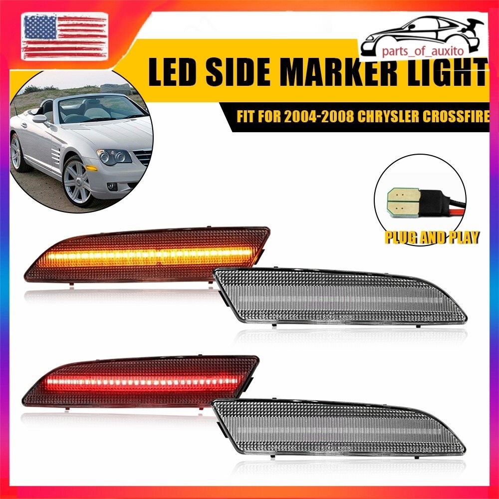 4/8x Clear Rear Front Bumper Side Lights Marker For 04-2008 Chrysler Crossfire