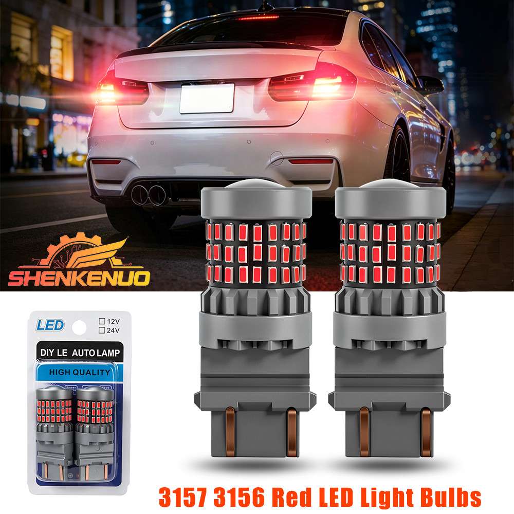 2PCS 3157 LED Red Strobe Flash Blinking Brake Stop Tail Light Parking Bulb Lamp