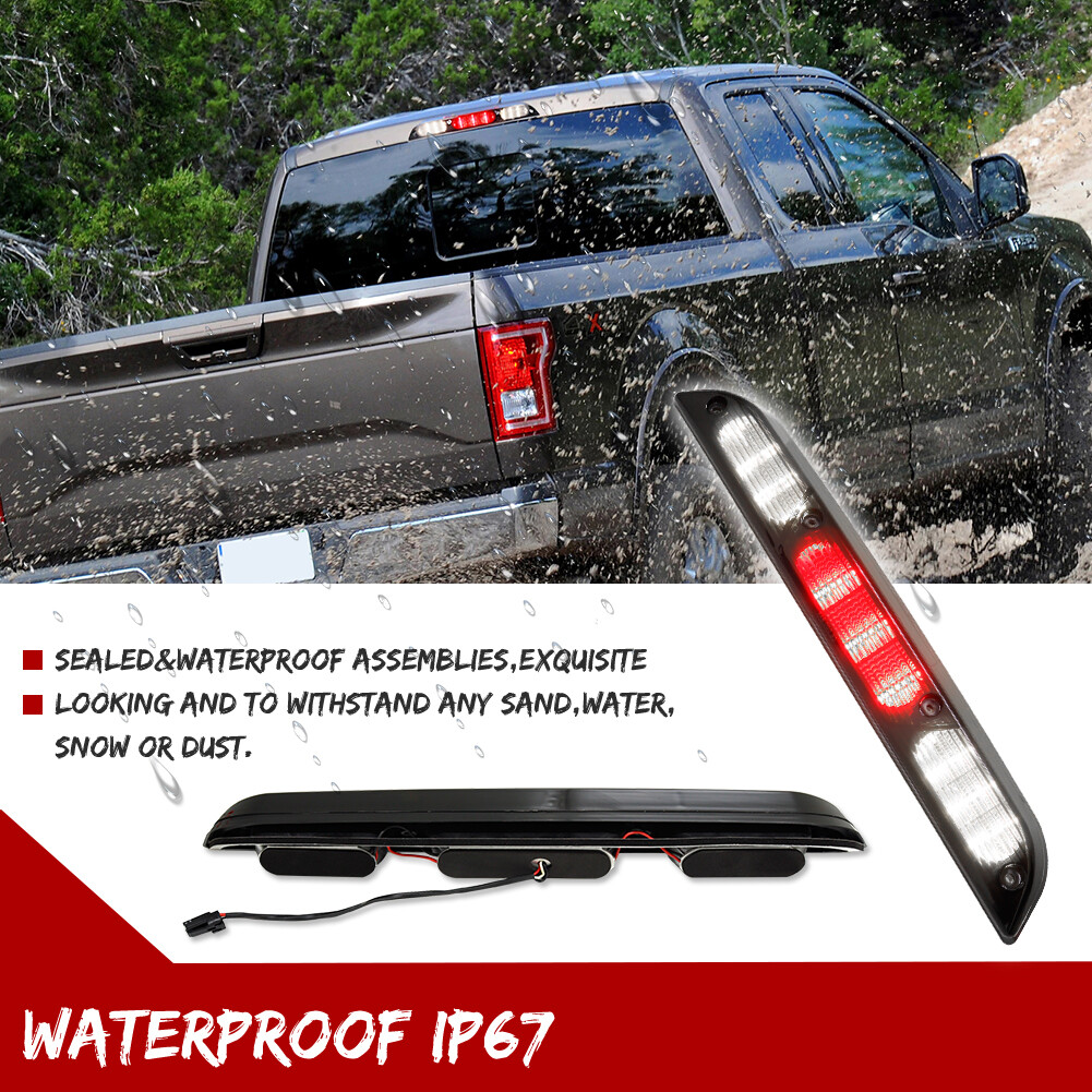Smoke Black Lens 3rd Third Red Brake Tail Cargo Light For 2015-2019 Ford F-150