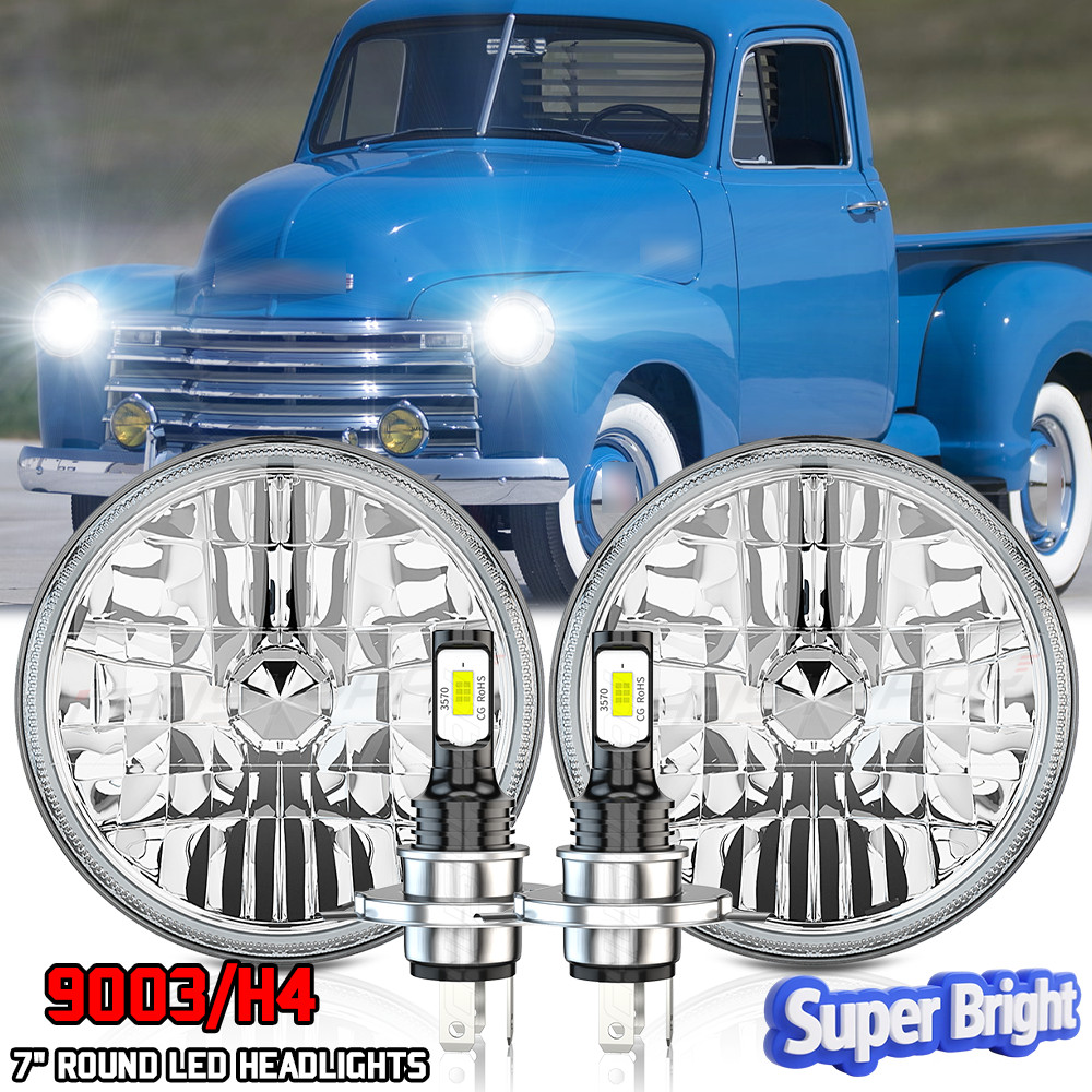 Fit Chevrolet Truck 1954 1955 1956 1957 Pair 7Inch Led Headlights Bulbs