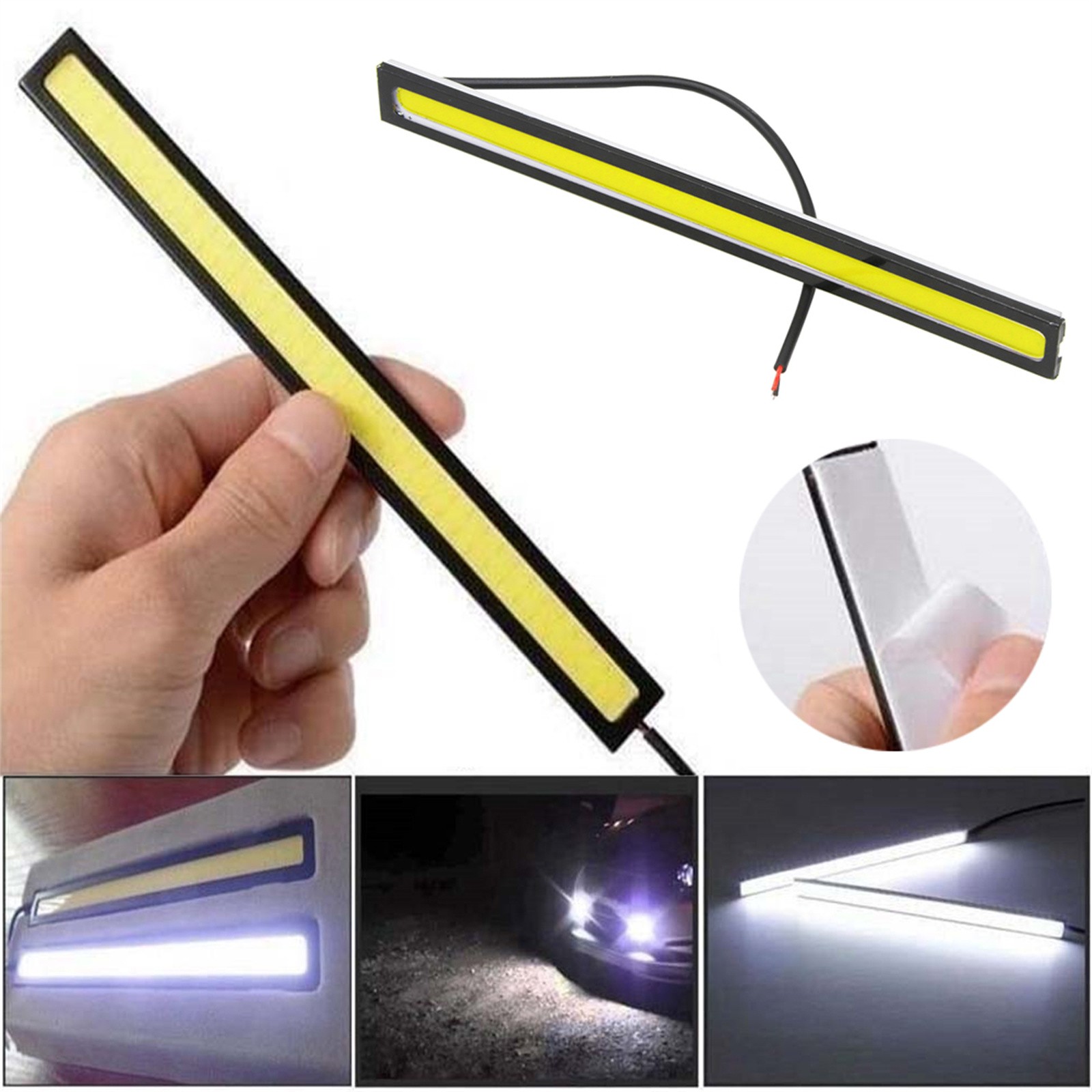 12V LED STRIP DRL DAYTIME RUNNING LIGHTS FOG COB CAR LAMP DRIVING WHITE US