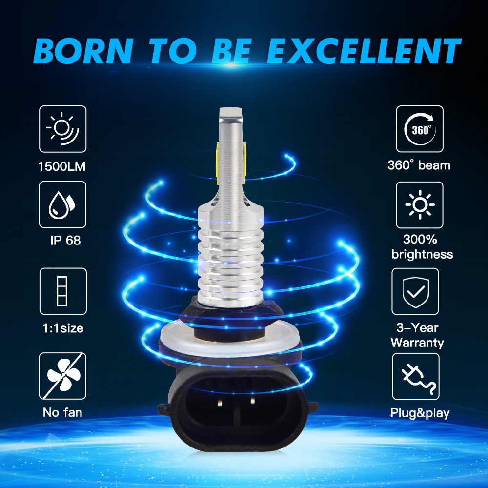 881 LED Bulbs 6000k Fog Driving Light for Hyundai Sonata 2006-2010 Bright H27W/2
