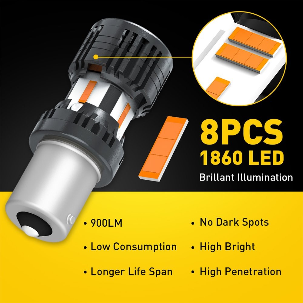 2-20 BA15S Amber LED Turn Signal Light Blinker Bulb Error Free Built-in Resistor